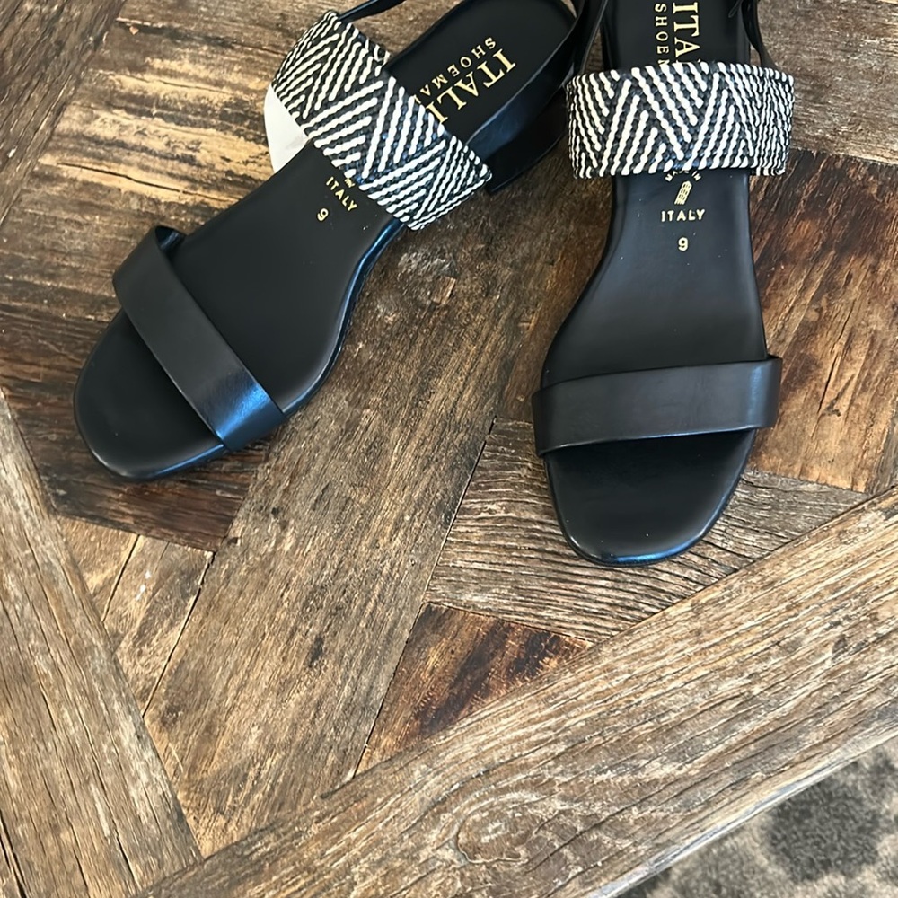 Italian Shoemakers Black & White Slingback Sandal - Picture 3 of 5
